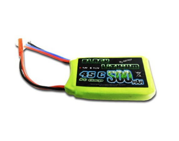 Accu Lipo 500mAh 2s 45C Prise Jst-Bec Black Lithium 